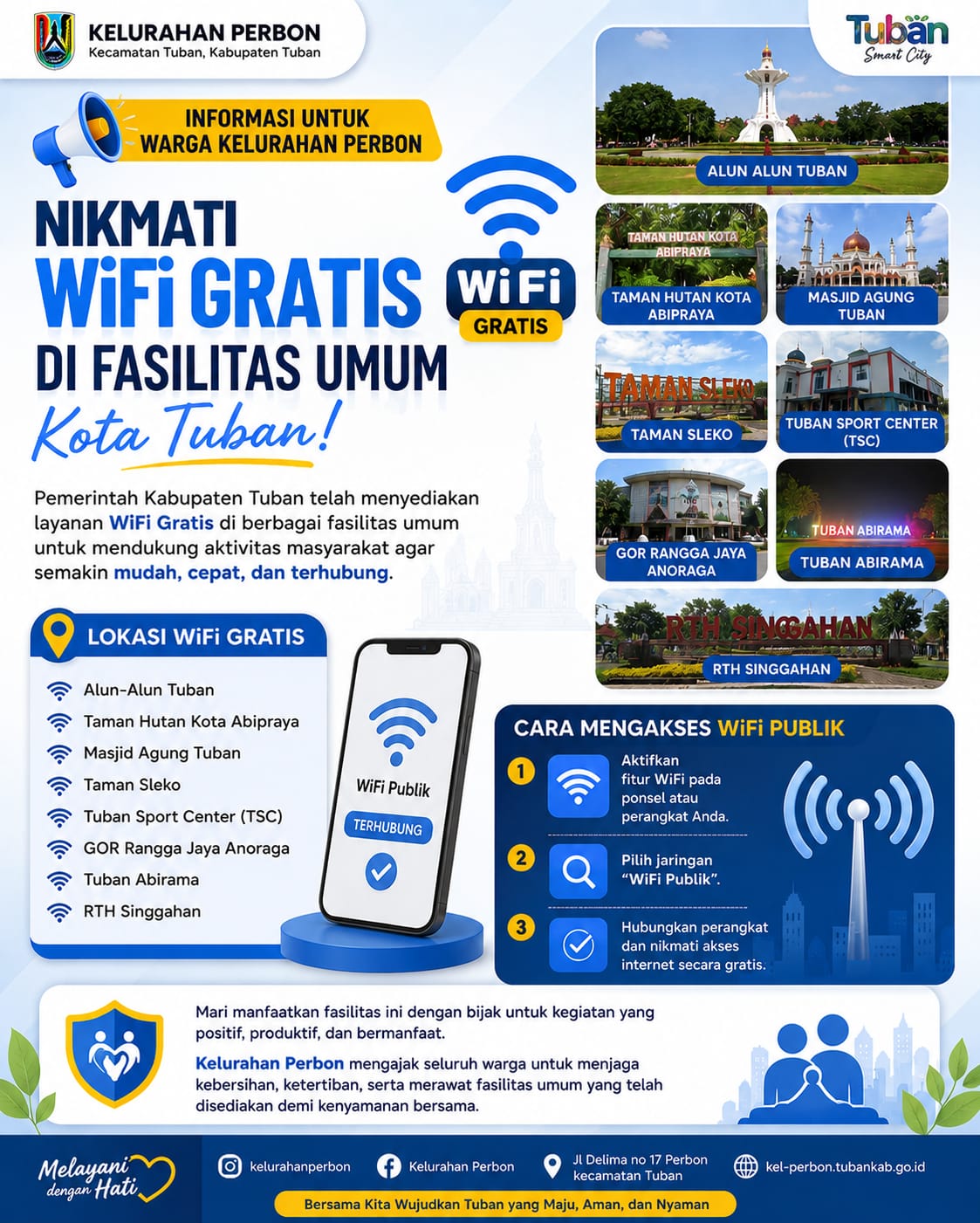 Kelurahan Perbon Menginformasikan: Manfaatkan Layanan WiFi Gratis di Fasilitas Umum Kota Tuban