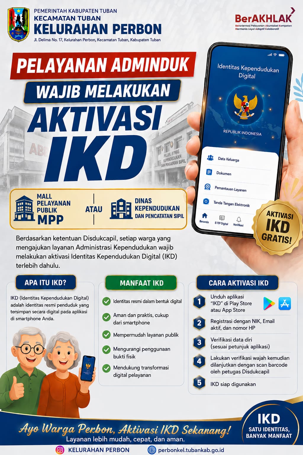📢 PEMBERITAHUAN AKTIVASI IDENTITAS KEPENDUDUKAN DIGITAL (IKD) BAGI WARGA KELURAHAN PERBON