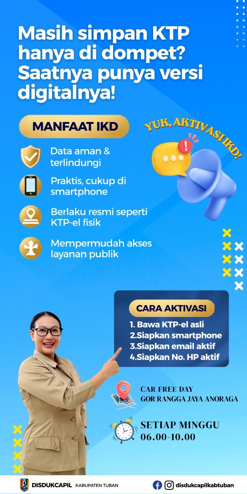 DISDUKCAPIL KABUPATEN TUBAN HADIR DI CAR FREE DAY! AYO AKTIVASI IDENTITAS KEPENDUDUKAN DIGITAL (IKD)
